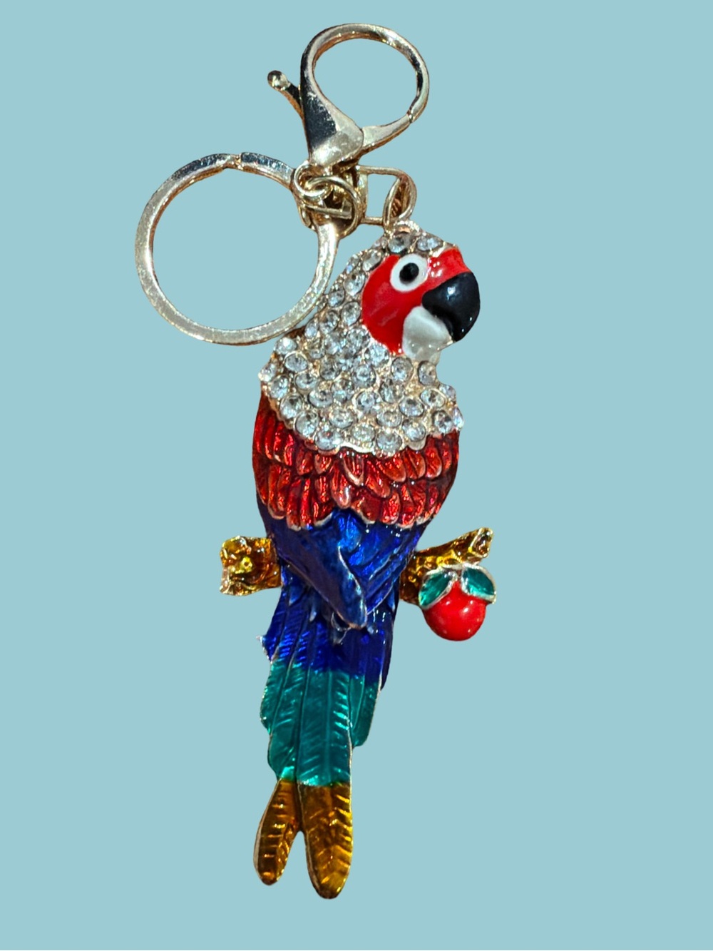 Crystal Parrot Keychain Charm - Red Blue Green